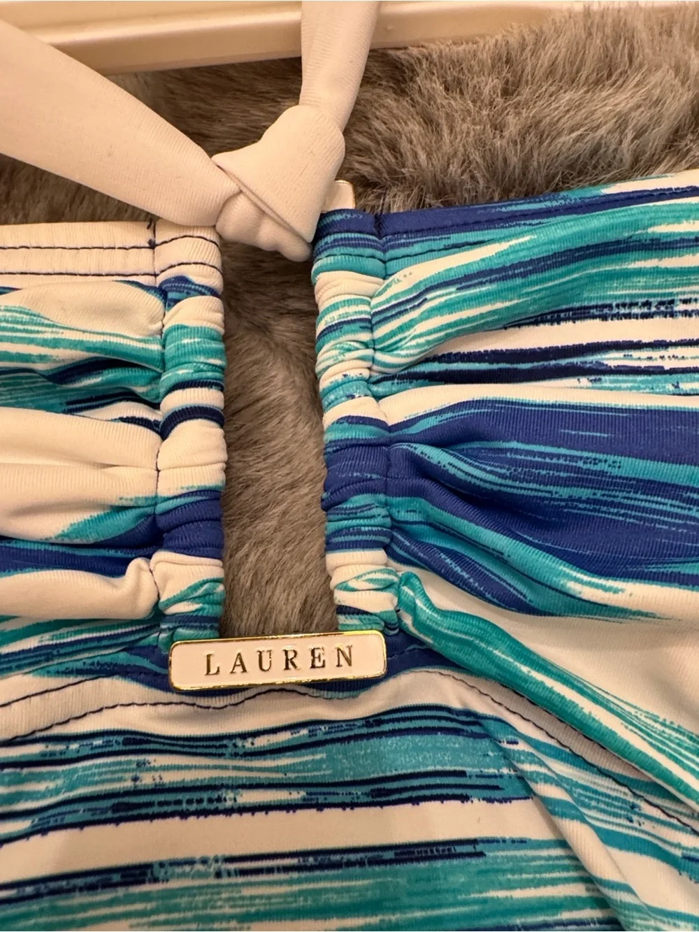 Ralph Lauren Blue & White Striped One-Piece Tankini Set